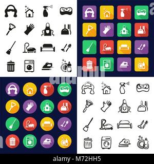 Maid All in One Icons Black & White Color Flat Design Freehand Set Stock Vector