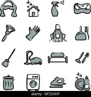 Maid Icons Freehand 2 Color Stock Vector