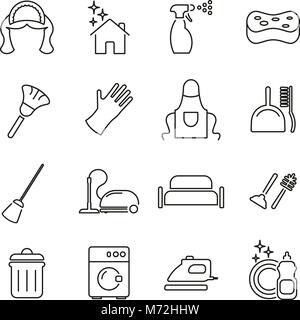 Maid or Housekeeper Icons Thin Line Vector Illustration Set Stock Vector