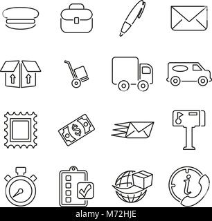 Mail Man or Post Office Worker Icons Thin Line Vector Illustration Set Stock Vector