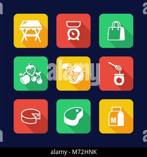 Market Place Icons Flat Design Stock Vector