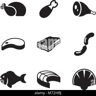 Steak Meat Beef Icon Set Vector Stock Vector Image & Art - Alamy