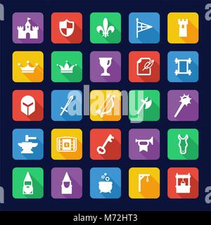 Medieval Castle Icons Flat Design Stock Vector