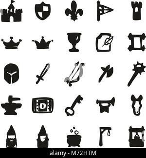 Medieval Castle Icons Freehand Fill Stock Vector