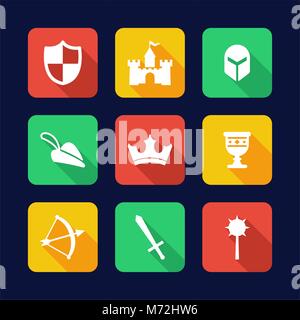 Medieval Icons Flat Design Stock Vector