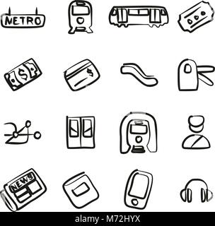 Metro Or Subway Icons Freehand Stock Vector