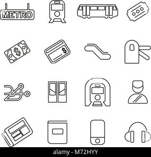 Metro Or Subway Icons Thin Line Vector Illustration Set Stock Vector