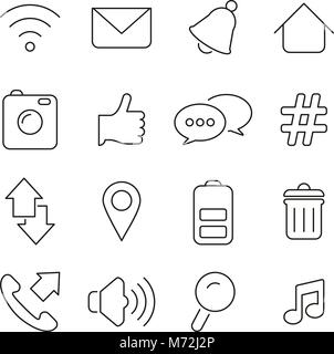Mobile Phone Icons Thin Line Vector Illustration Set Stock Vector