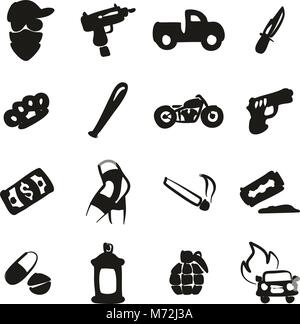 Modern Gangster Icons Freehand Fill Stock Vector