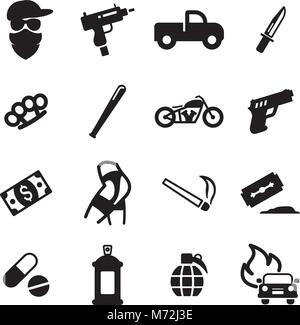 Modern Gangster Icons Stock Vector