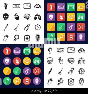 Morgue All in One Icons Black & White Color Flat Design Freehand Set Stock Vector