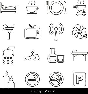 Motel Or Hotel Icons Thin Line Vector Illustration Set Stock Vector