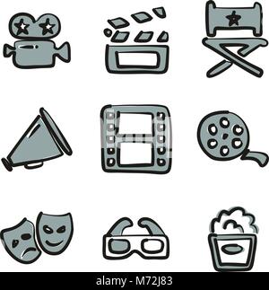 Movie Icons Freehand 2 Color Stock Vector