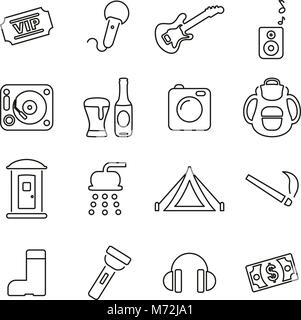 Music Festival Icons Thin Line Vector Illustration Set Stock Vector