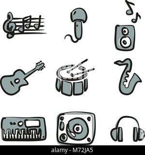 Music Icons Freehand 2 Color Stock Vector