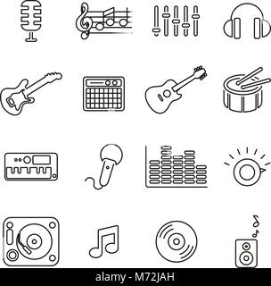 Music Studio Equipment Icons Thin Line Vector Illustration Set Stock Vector