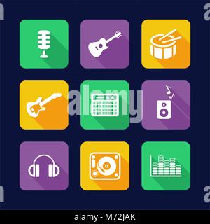 Music Studio Icons Flat Design Stock Vector