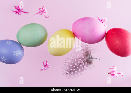 Easter scene with colored eggs Stock Photo