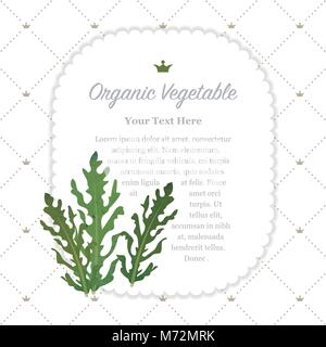 Colorful watercolor texture nature organic vegetable memo frame frisee Stock Vector