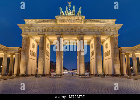 The famous illuminated Brandenburger Tor in Berlin early in the morning Stock Photo
