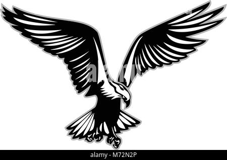 Bird of prey in flight vector illustration Stock Vector