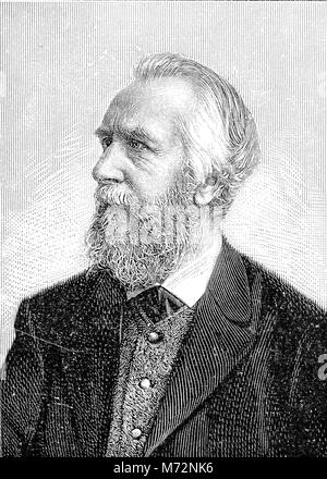 Vintage engraved portrait of Ernst Haeckel, German naturalist and artist, famous for his multicolor illustrations of animals and sea creatures Stock Photo