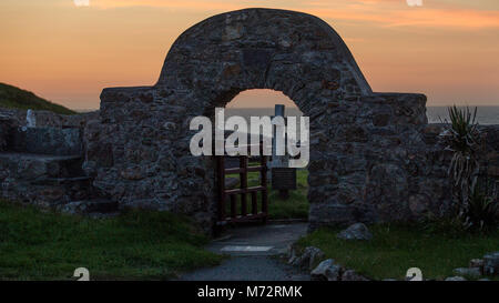 Tiny Cemetery on Anglesey at sunset Stock Photo