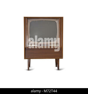 Old television  Isolated on white background. Stock Photo