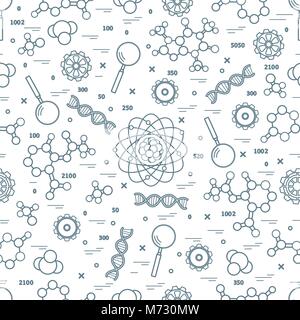 Seamless pattern with variety scientific, education elements. Design for banner, poster or print. Stock Vector