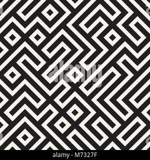Stylish lines lattice. Ethnic monochrome texture. Abstract geometric background design. Vector seamless pattern. Stock Vector