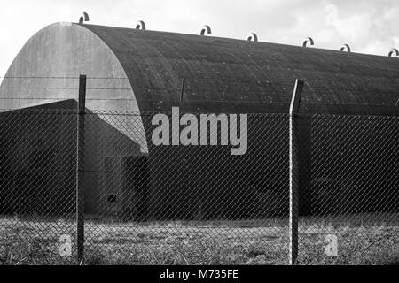 Hardened aircraft shelter at an abandoned Cold War airbase Stock Photo