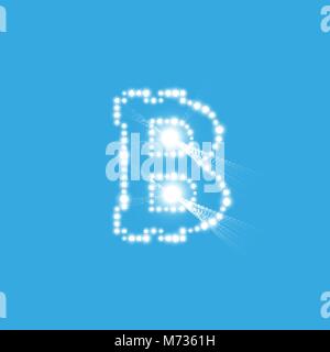 Digital bitcoins symbol with light effect on transparent backgraund. Stock Vector