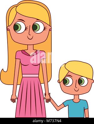 mother son cartoon Stock Vector Art & Illustration, Vector Image