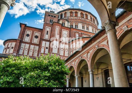 Cloister inside Santa Maria delle Grazie church in Milan, Italy Stock Photo