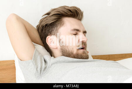 Men are Sleepy after wake up Stock Photo