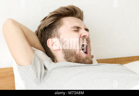 Men are Sleepy after wake up Stock Photo