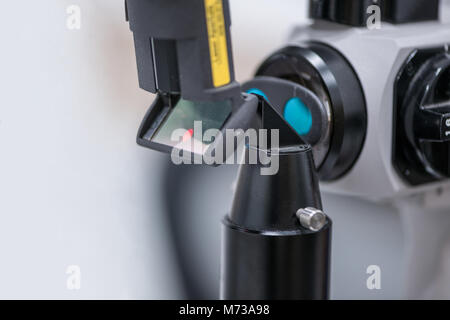 ophthalmologic microscope. modern medical equipment in eye hospital. medicine concept Stock Photo