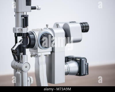 ophthalmologic microscope. modern medical equipment in eye hospital. medicine concept Stock Photo