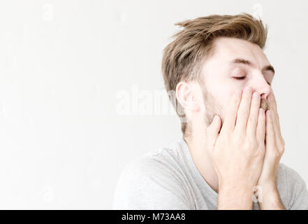 Men are stressed after wake up Stock Photo