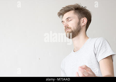 men play yoga in morning Stock Photo