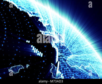 Technology Planet, Beautiful Glowing Earth, Space Planet Stock Photo