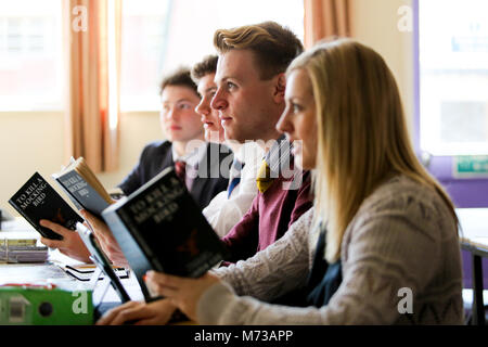 English Public school 6th Form students in an A level english class Stock Photo