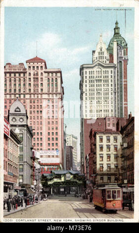 Cortlandt Street, New York, Showing the Singer Building (NBY 4292) Stock Photo