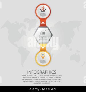 Modern vector illustration 3d. Template hexagon and circle infographics with tree elements and arrows. Designed for business, presentations, web desig Stock Vector