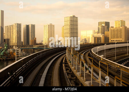 Yurikamome elevated train line, Tokyo, Kanto Region, Honshu, Japan Stock Photo