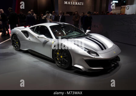 GENEVA SWITZERLAND MARCH 6 2018 Ferrari 488 Pista sports car