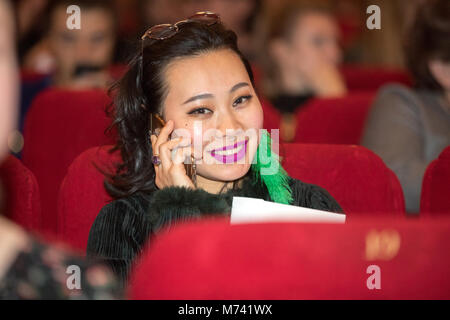 Moscow, Russia. 6th March, 2018. Actress Yang Ge, attends the premiere of film 'I Am Losing Weight' at the cinema 'Karo October 11'. Credit: Victor Vytolskiy / Alamy Live News Stock Photo