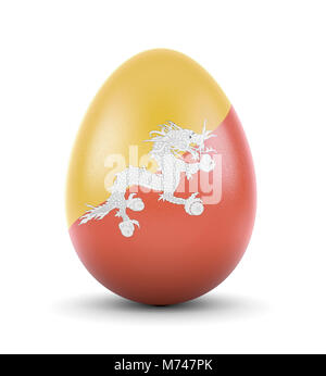 High quality realistic rendering of an glossy egg with the flag of Bhutan.(series) Stock Photo