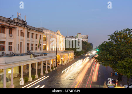 Yangon (Rangoon): Myanmar National Airlines building, Strand Hotel, Colonial Quarter, Yangon Region, Myanmar (Burma) Stock Photo