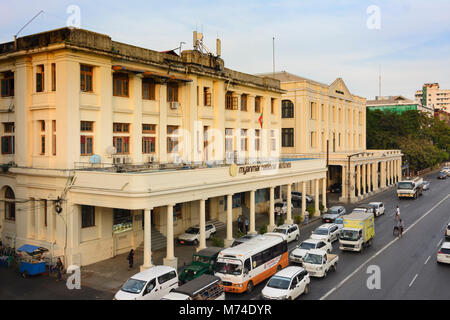 Yangon (Rangoon): Myanmar National Airlines building, Strand Hotel, Colonial Quarter, Yangon Region, Myanmar (Burma) Stock Photo